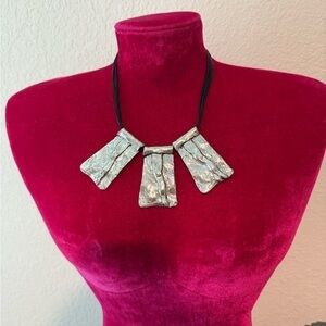 Silver Statement Necklace with Matching Earrings Set